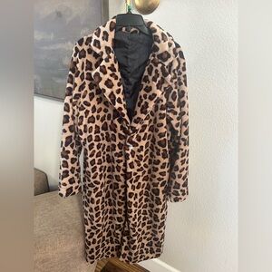 Leopard Print Faux Fur Coat